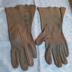 Vintage Fabric  Brown Rose Embellished Detail Gloves